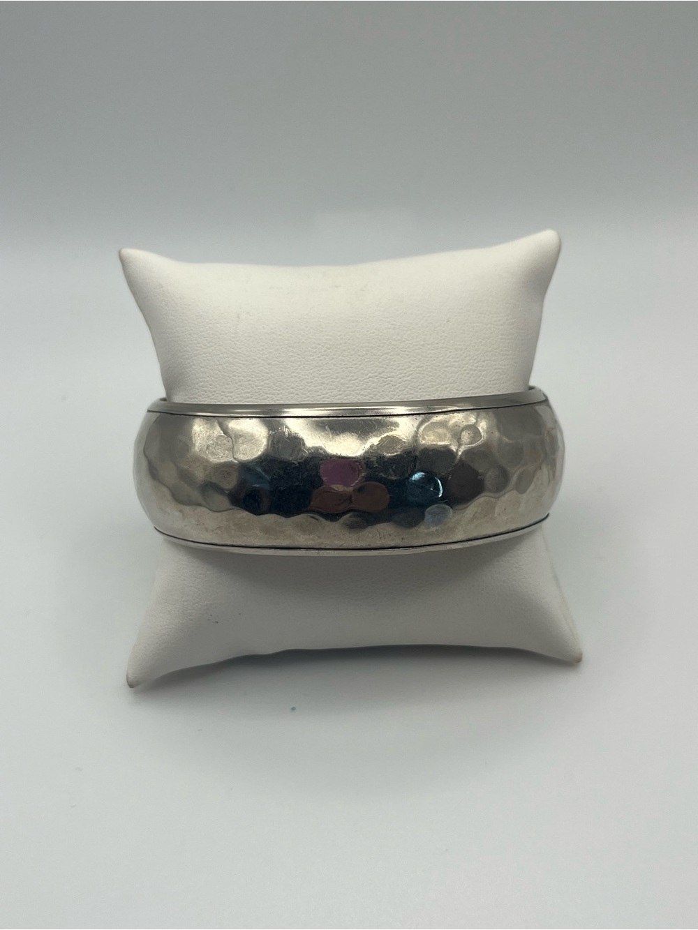 Hammered Silver Tone Bangle Bracelet